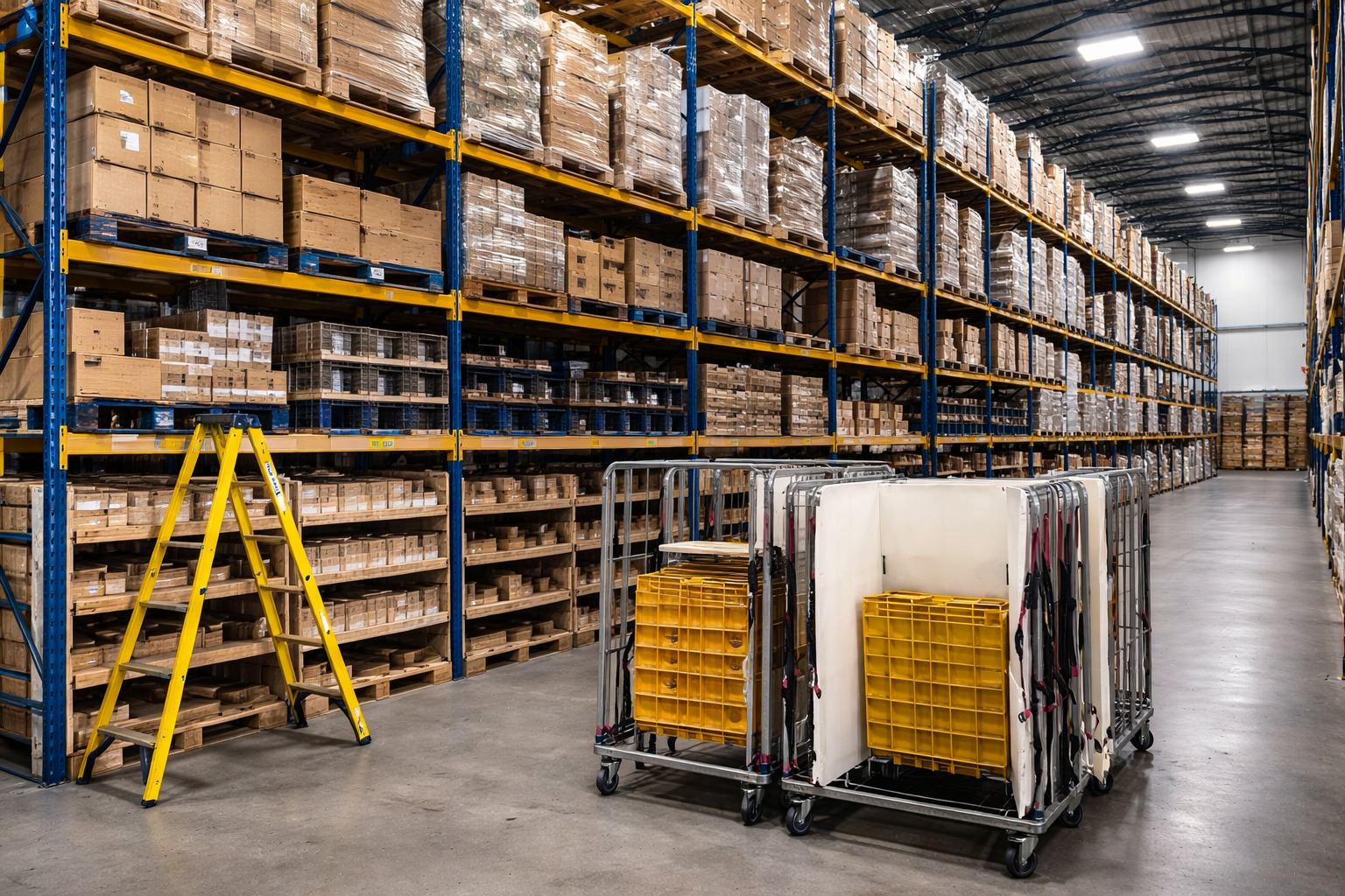 Racked warehouse storage aisles within the Systemise Fulfilment Group network